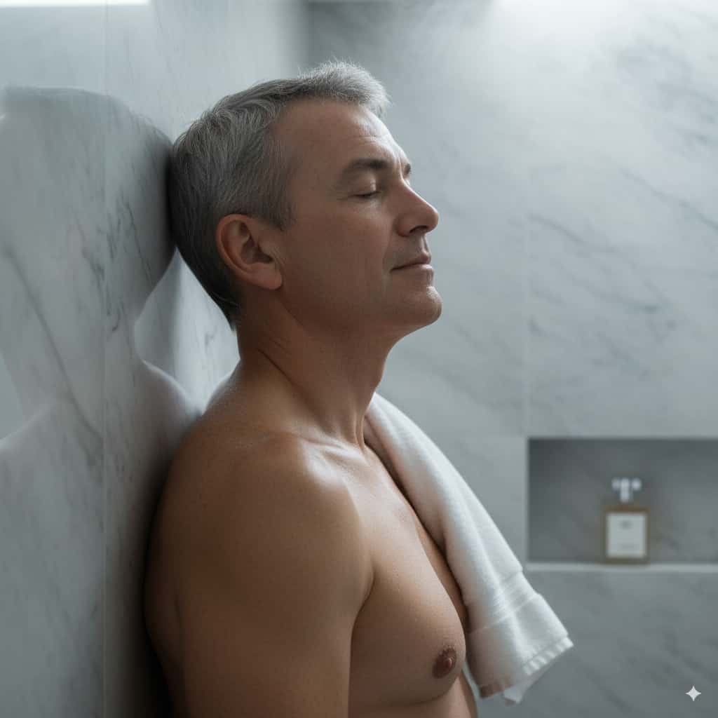 Richard D. en la ducha.