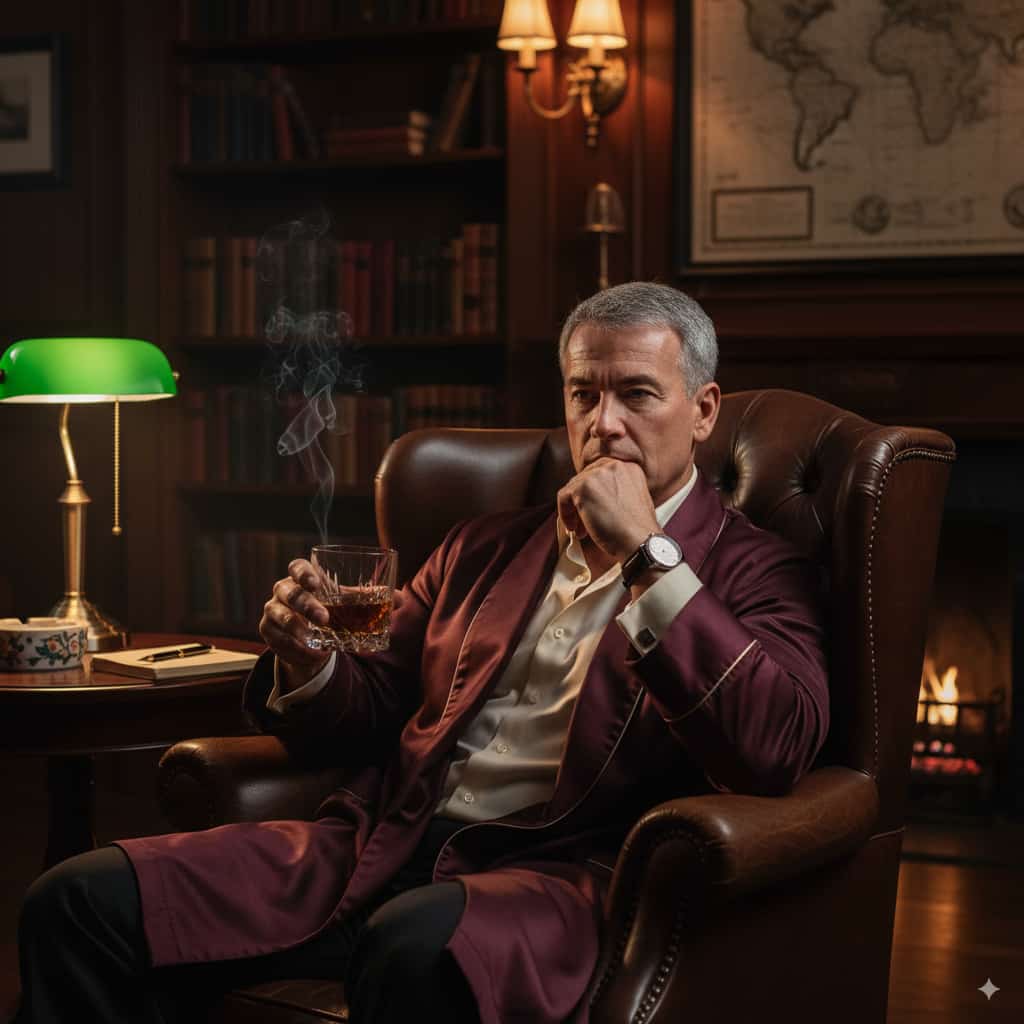 Richard D. disfrutando un whiskey.